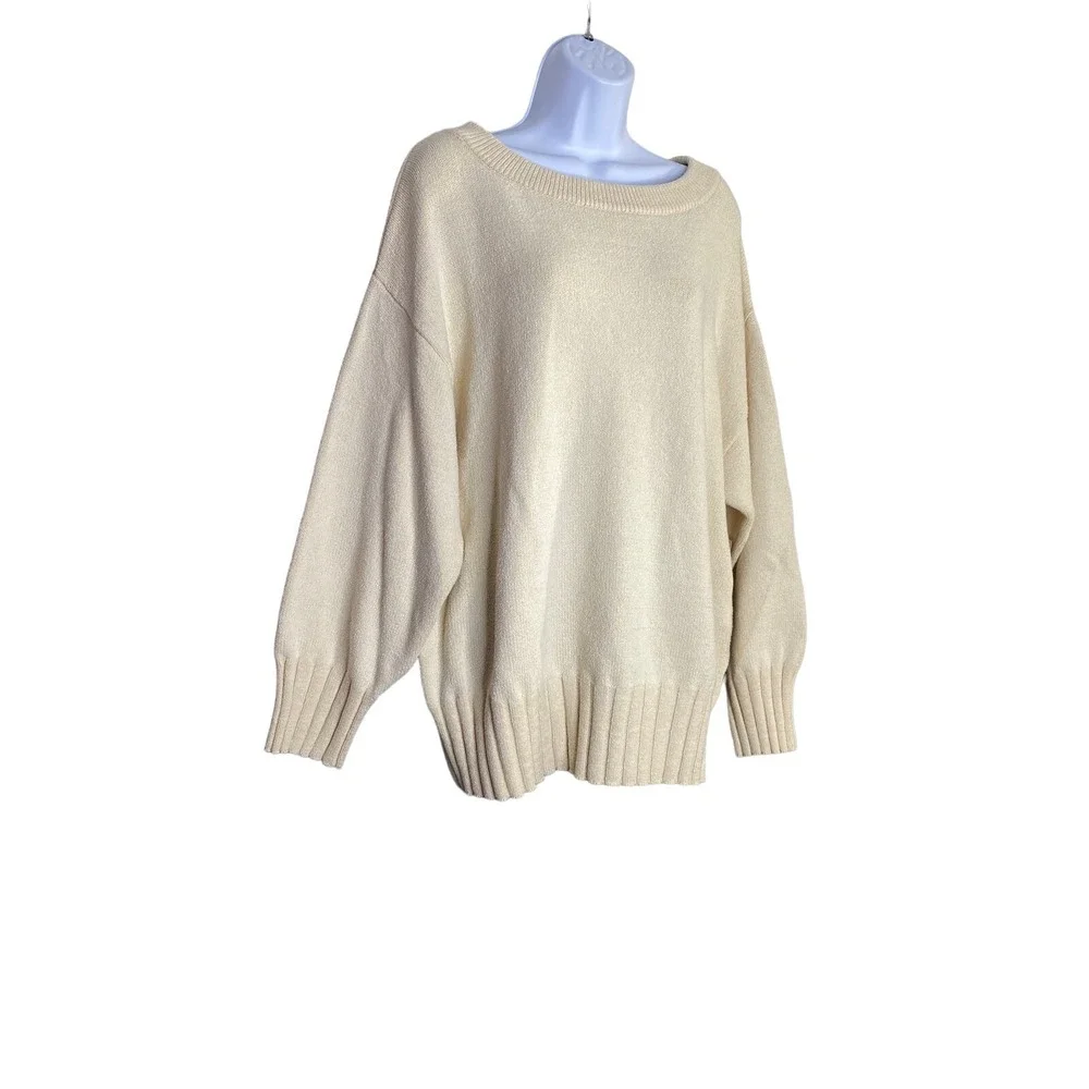 Free People Womens Street Fair Tunic Slightly Oversized Sweater Ivory Size Small